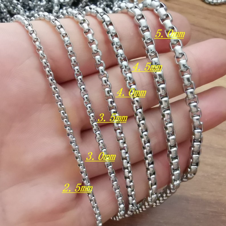 Bulk 2.533.545mm stainelss steel Tetrahedron box chain 2m5m10m for various handicrafts or jewelry