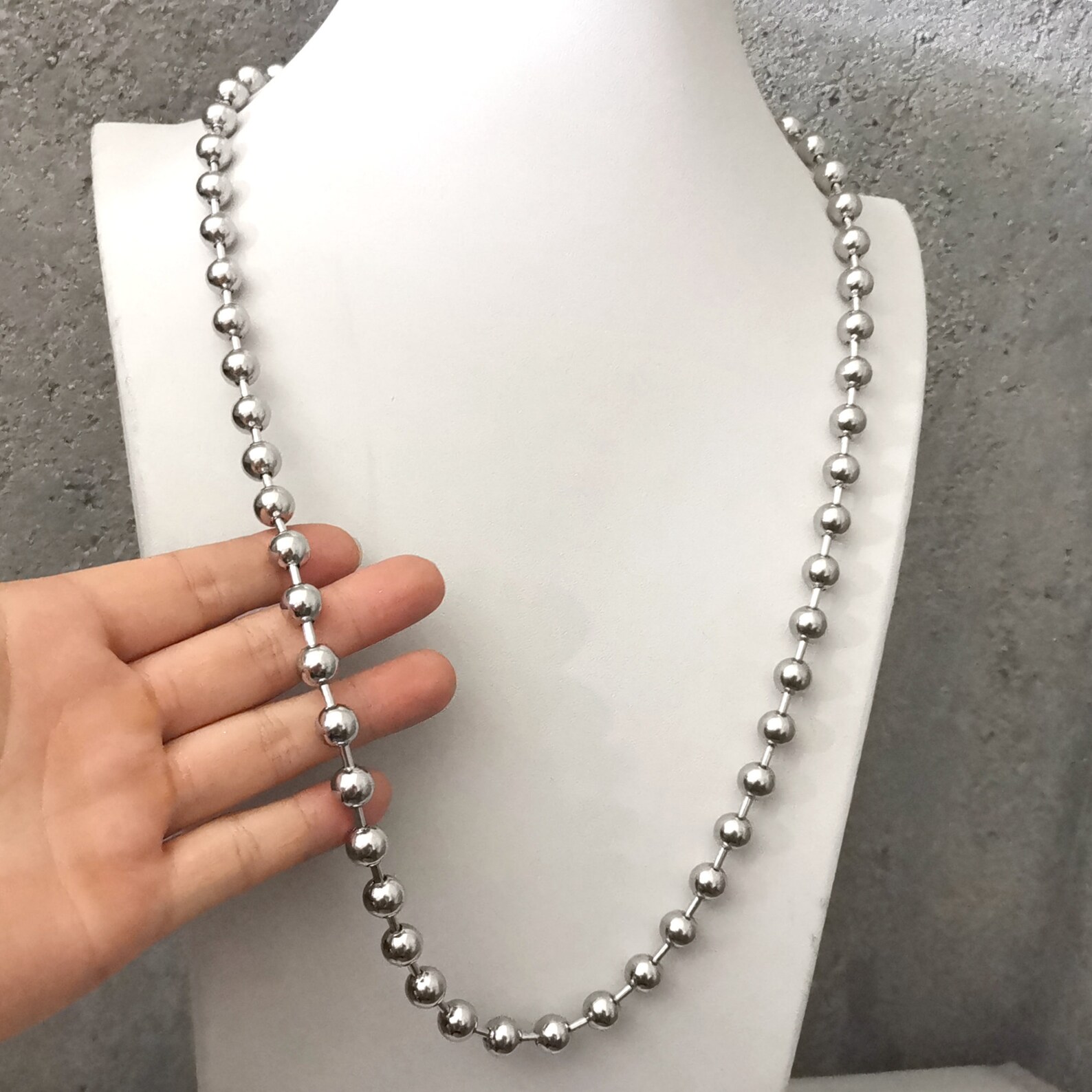 Jumbo Ball Chain Necklace stainless steel Antique Silver 10MM Etsy