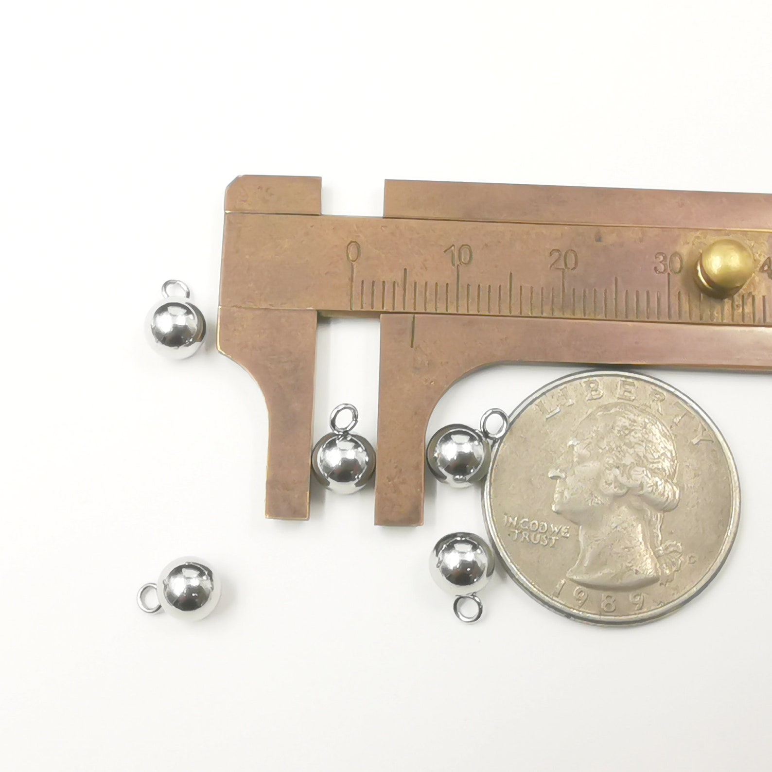 50/100pcs Stainless Steel Solid Ball With Loops Charms Etsy