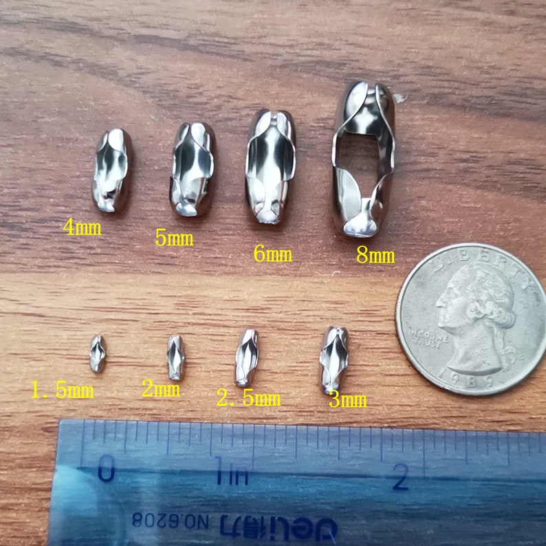 50pcs Stainless steel ball chain connector fasteners for the image 0