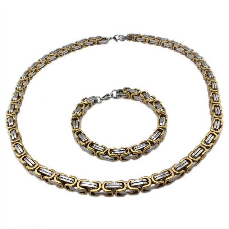 8mm Byzantine Chain Stainless Steel Silver&golden Duotone - Etsy