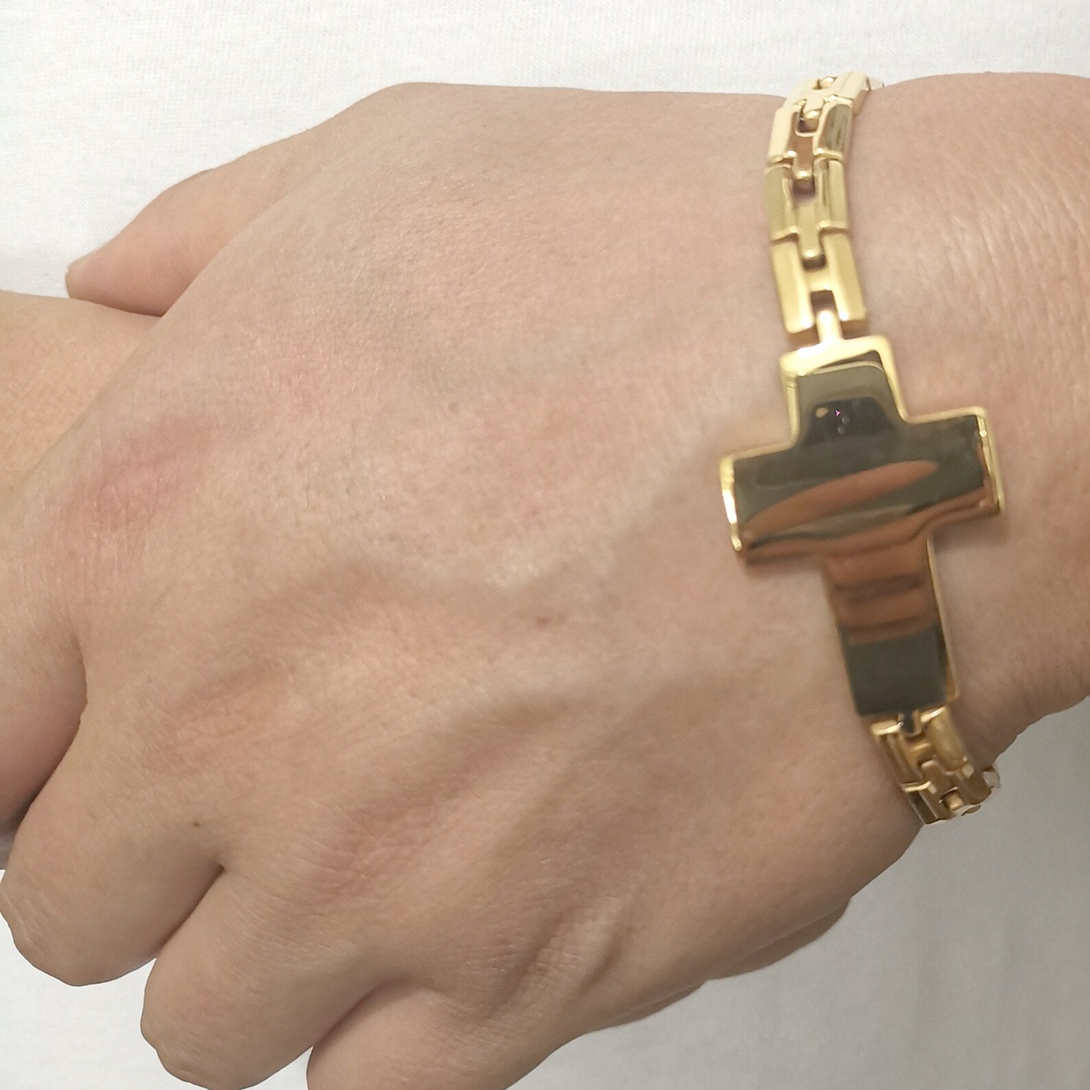 Goldplated Rare Cross Bracelet Stainless Steel Men's Etsy