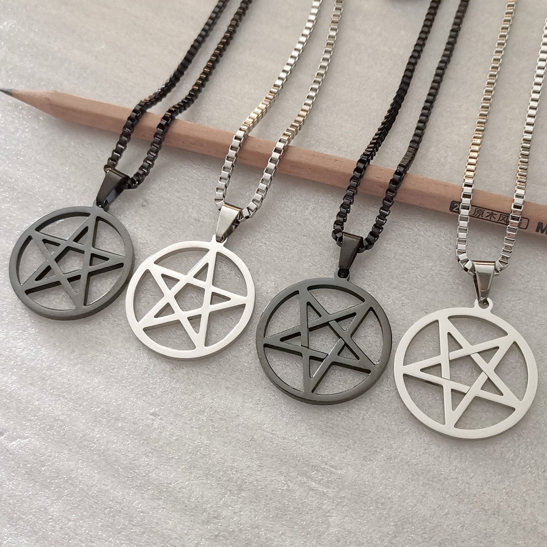 Stainless Steel Pentagram Star Charm Necklace Pendant - Etsy