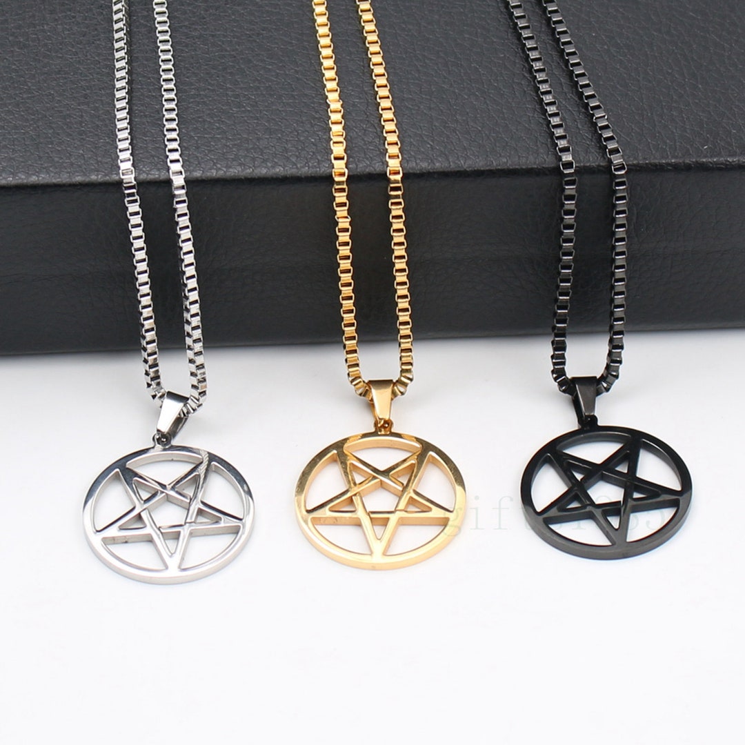 Invert Reverse Pentagram Star Charm Necklace Pendant Stainless - Etsy