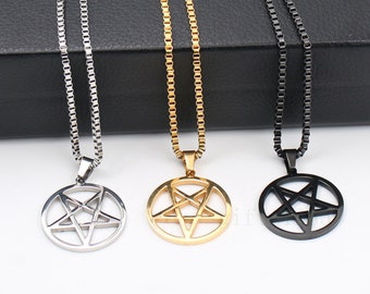 smydp Necklaces Womens Stainless Steel Necklace Mens Lover Beautiful Pentagram Gold Silver Pendant Necklace Engagement Jewelry Gold and Color