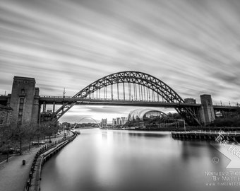 Newcastle Quayside Black and White photo // Tyne Bridge Photo // Geordie Gift // Leaving Present // Housewarming Gift