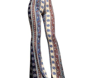 patterned bell bottom yoga pants