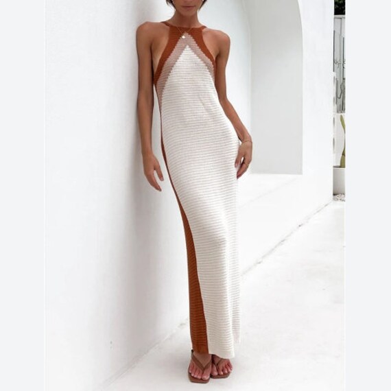 Halter Neck Knit Summer Maxi Dress - Etsy