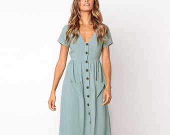 long button up dress