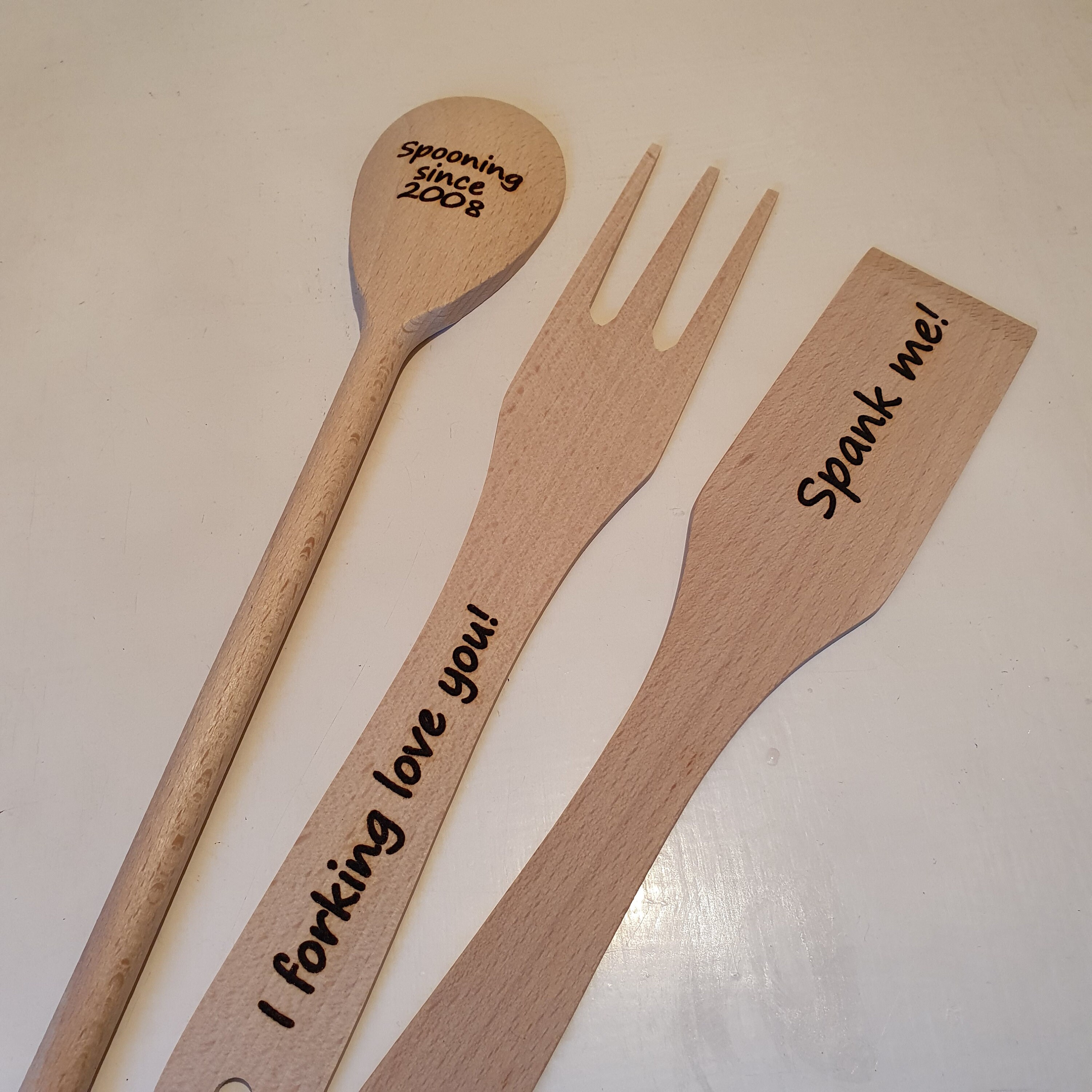 Laser Engraved Wooden Kitchen Utensils Spooning Partners I Etsy