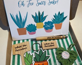 Oh For Succs Sake, What The Fucculent, Novelty Plant Lover Succulent Letterbox Gift Set