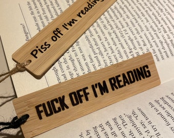 Rude Laser Engraved Bamboo Bookmarks, Fuck Off I'm Reading, Piss Off I'm Reading, Funny Novelty Adult Santa Gift