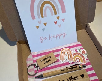 Positivity Letterbox Gift Set, Be Happy, Positive Vibes, Make It Happen, Rainbow Lover Gift Set