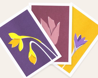 Spring flowers | 3 Risograph Postcards by Mr & Mrs Rio
