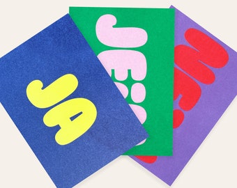 Yes & No | 3 Risograph Postcards by Mr. and Mrs. Rio