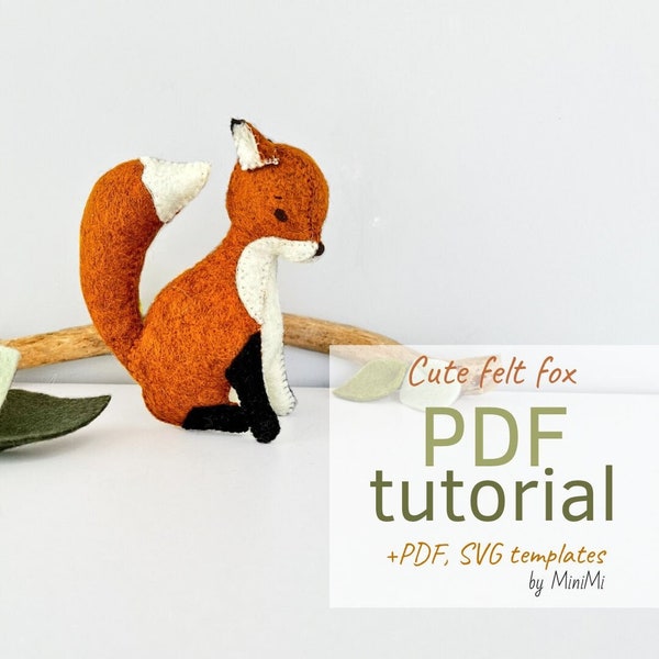 Patron PDF renard roux en feutre 3D des bois à télécharger, tutoriel de couture