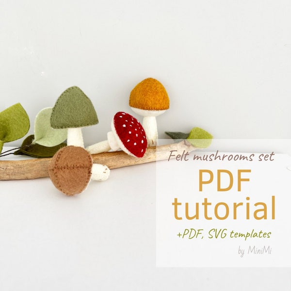 Vilten champignons set PDF-patroon downloaden, naai-tutorial