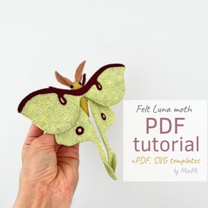 Felt Luna interior moth PDF pattern download, sewing tutorial