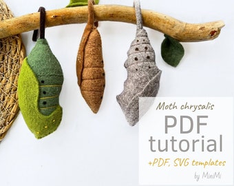 Felt Coccoon bundle PDF Pattern, DIY Insect Sewing Tutorial, SVG Template, Beginner Friendly Pattern + Video Guide