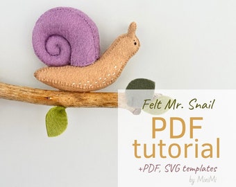 Spring Felt Snail PDF Pattern, DIY Sewing Tutorial, SVG Template, Beginner Friendly Animal Pattern