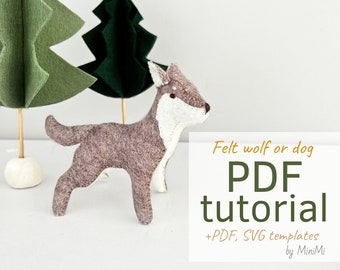 Woodland Felt Wolf PDF Pattern, DIY Sewing Tutorial, SVG Template, Beginner Friendly + Video Guide