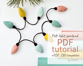 Felt Light Bulb Interior Garland PDF pattern | SVG file for Cricut + PDF Step-by-Step Guide