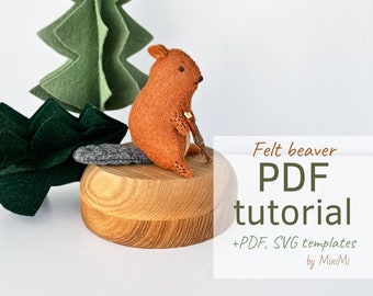Woodland Felt beaver PDF Sewing Pattern & Tutorial Download. SVG files for Cricut