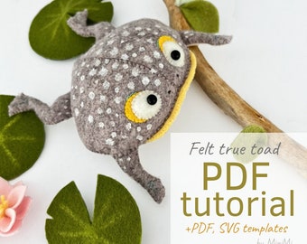 Swamp felt true toad PDF pattern download, sewing tutorial