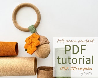 Joli pendentif gland en feutre des bois à télécharger Patron PDF, tutoriel de couture