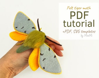 Felt Tiger Moth PDF Pattern, DIY Insect Sewing Tutorial, SVG Template, Beginner Friendly Pattern + Video Guide