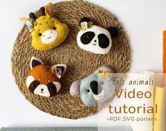 Exotic plush felt animals Video tutorial, PDF, SVG pattern