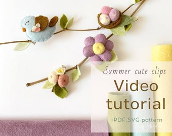 Cute hair clip set Video tutorial PDF SVG pattern