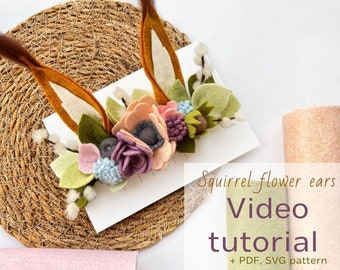 Spring flower squirrel crown Video tutorial, PDF, SVG pattern