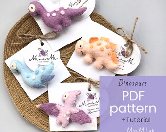 DIY Felt Dinosaur Nursery Decor Pattern | Instant PDF Sewing Guide. SVG files for Cricut