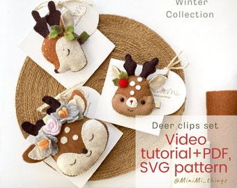 DIY Christmas Deer Hair Clip - Downloadable PDF Templates & Video Guide. SVG files for Cricut