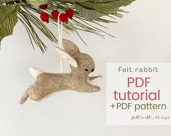Easter rebbit hare 3D Sewing Pattern & PDF Tutorial for Felt Crafts. Bunny SVG files for Cricut