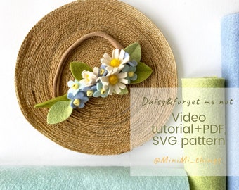 Forget-me-not spring flower crown Video tutorial, PDF, SVG pattern