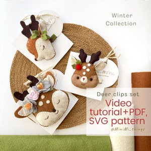 Christmas deer hair clip Video tutorial, PDF, SVG, EPS pattern