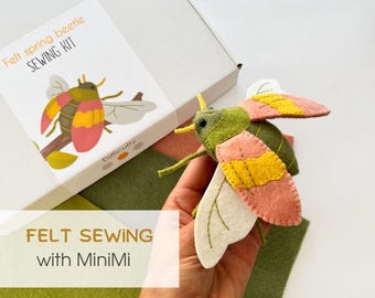 Felt realistic spring beetle Sewing Kit: DIY Craft Project with Supplies