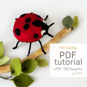 Felt ladybug PDF pattern download, sewing tutorial