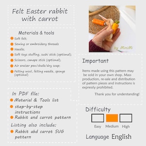 Easter Rebbit Hare 3D Sewing Pattern & PDF Tutorial for Felt Crafts ...
