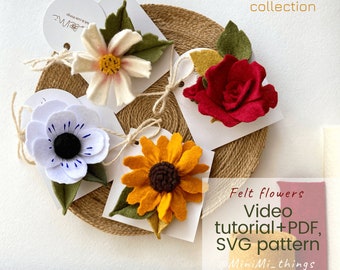 Felt Autumn Flowers Video Tutorial: PDF, SVG Pattern