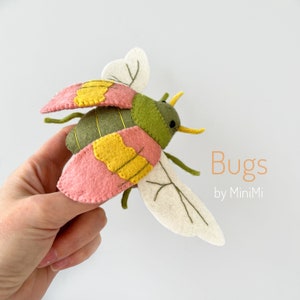 Felt realistic interior beetle - cute bug - sewn spring insect.