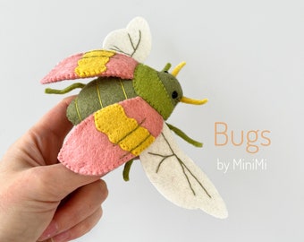 Felt realistic interior beetle - cute bug - sewn spring insect.