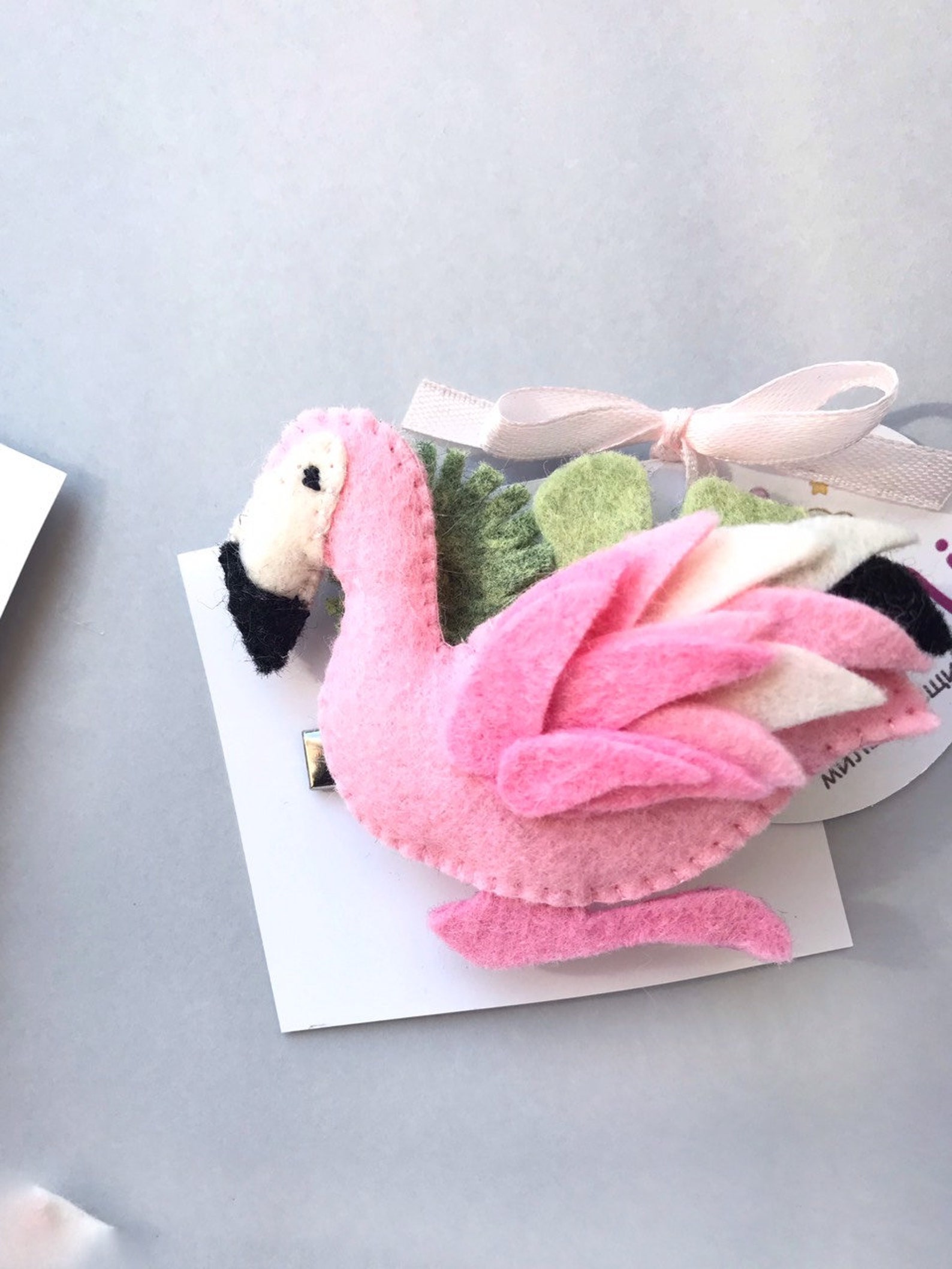 Pink flamingo felt headband and hair clip baby gift Etsy