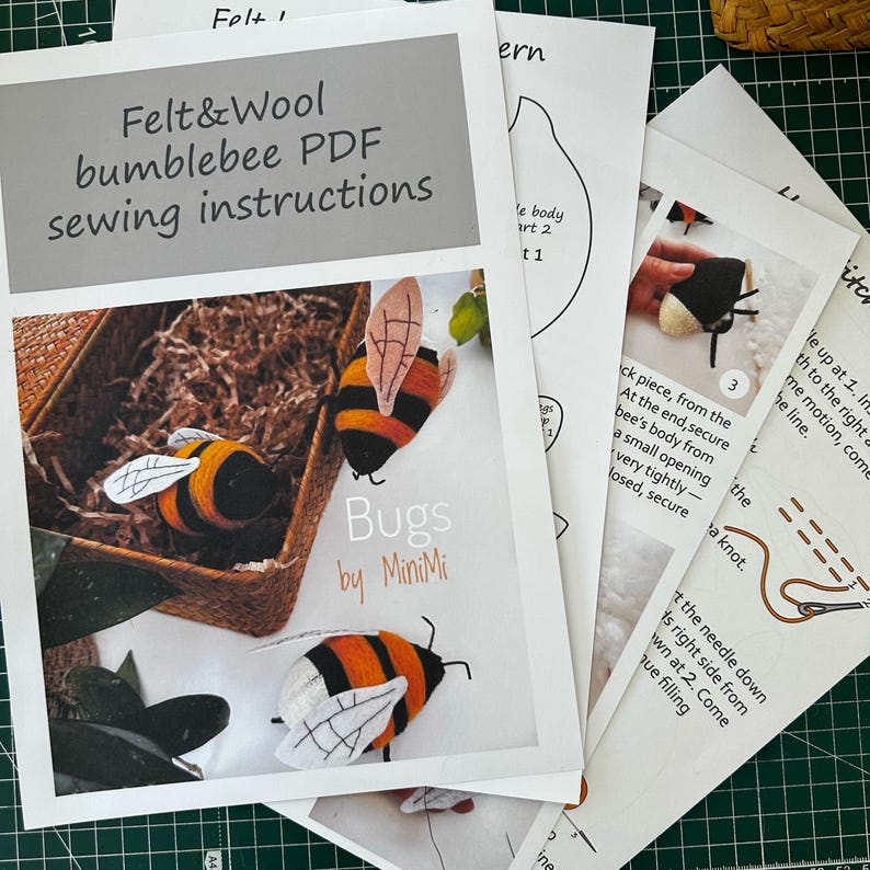 Spring Felt Bumblebee PDF Pattern | Bug Sewing Tutorial Download - Etsy