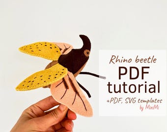 Realistic Bug Design: Felt Rhino Beetle PDF Sewing Pattern