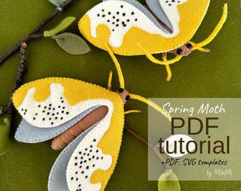 Summer Yellow Moth PDF Pattern, DIY Insect Sewing Tutorial, SVG Template, Beginner Friendly Pattern + Video Guide