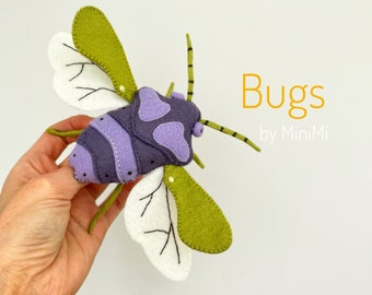 Felt realistic interior beetle - stink bug - sewn spring insect.