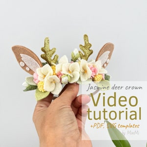 Jasmine flower deer crown video tutorial. PDF SVG templates